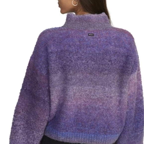 RVCA Women's Dream Cycle Multicolor Blue/purple Cowl Neck Sweater. Size XS - Picture 8 of 9